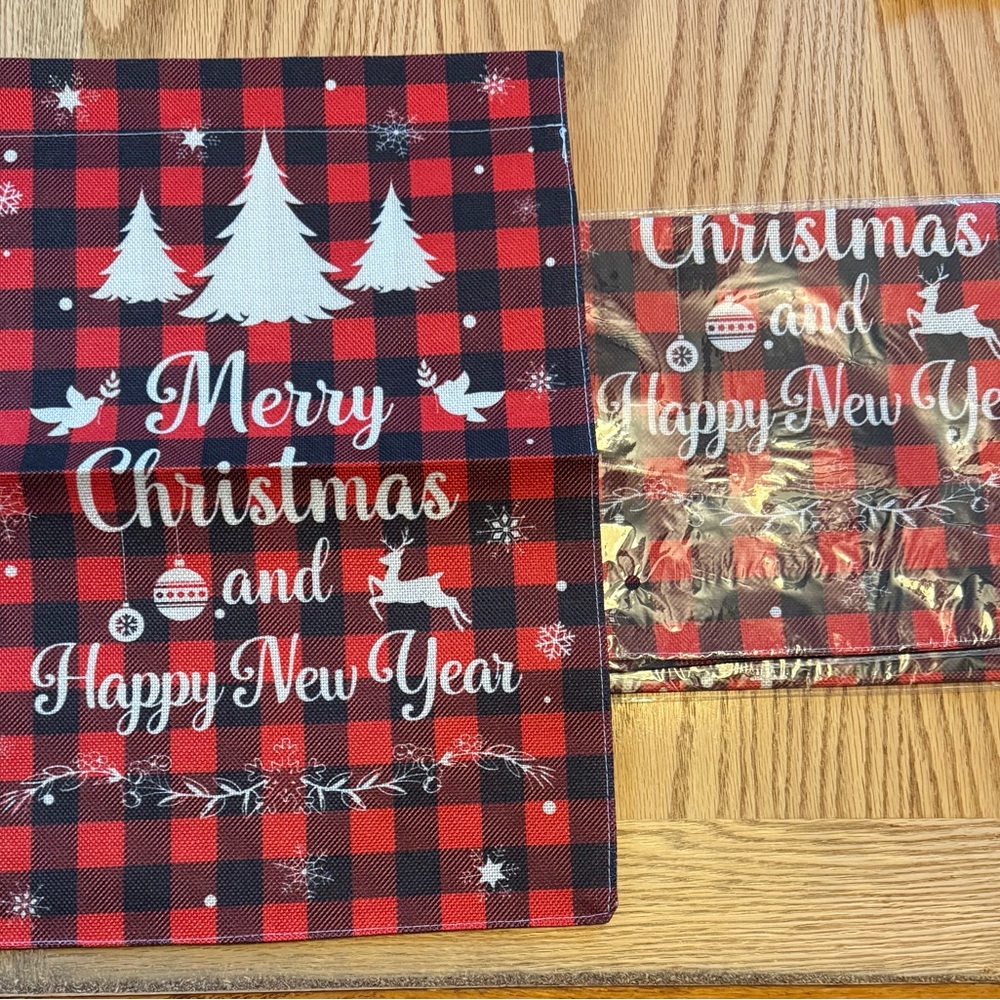 (3) Red and Black Plaid Christmas Placemat Set